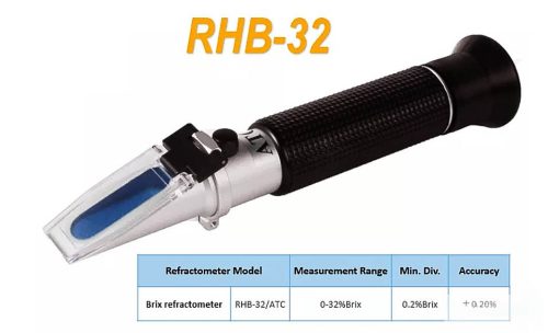 RHB-32 ATC optikai Brix refraktométer – 0–32% cukortartalom mérésére